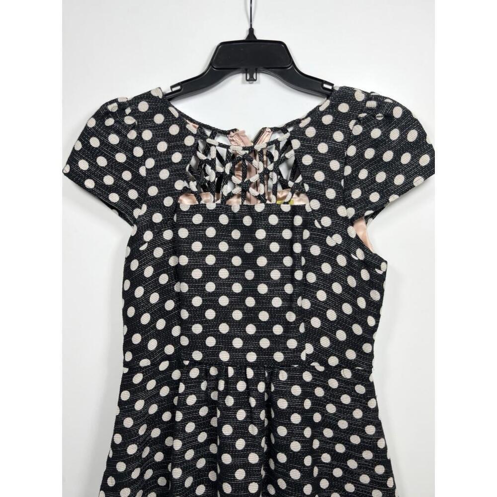 Anthropologie x Maeve Nikola Lattice Dress Polka Dot Size 6 Black White - Picture 3 of 9